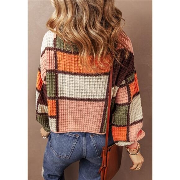 Drawstring Color Block Mock Neck Sweater - Picture 4 of 11